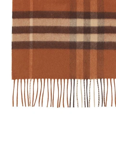 Shop Burberry The Classic Check Cashmere Scarf In Brown