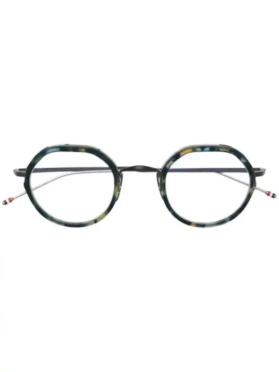 THOM BROWNE EYEWEAR ROUND FRAME GLASSES - 蓝色