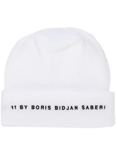Shop 11 By Boris Bidjan Saberi Branded Knit Cap In White