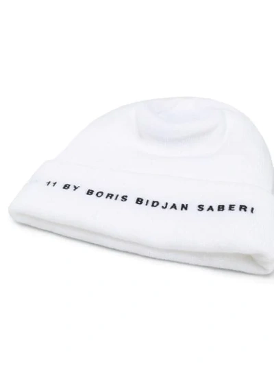Shop 11 By Boris Bidjan Saberi Branded Knit Cap In White