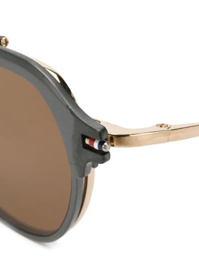 Shop Thom Browne Round Frame Sunglasses In Gold