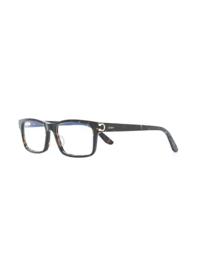 Shop Cartier Square Framed Glasses In Brown