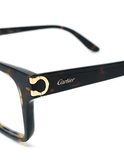 Shop Cartier Square Framed Glasses In Brown