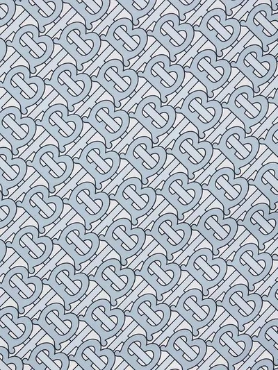 Shop Burberry Monogram Print Silk Square Scarf In Blue