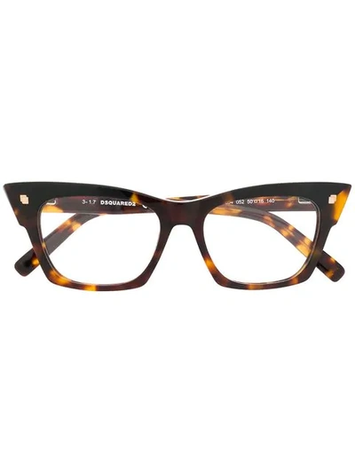 Shop Dsquared2 Cat Eye Glasses In Brown
