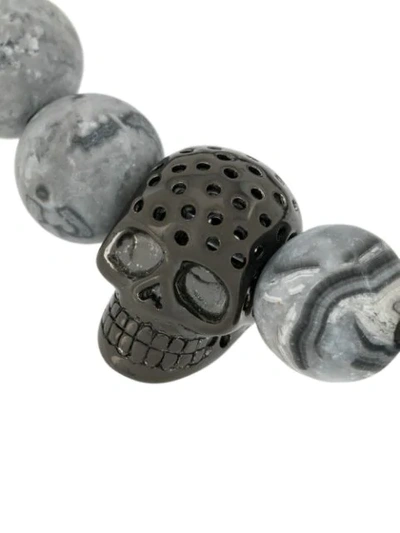 Shop Northskull Skull And Rock Bracelet In Grey