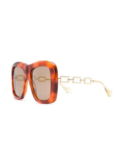 Shop Gucci Square Shaped Sunglasses In Brown