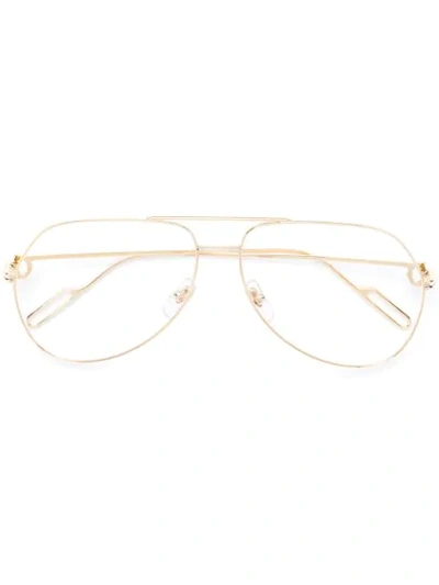 Shop Cartier Pilot-frame Glasses In Gold