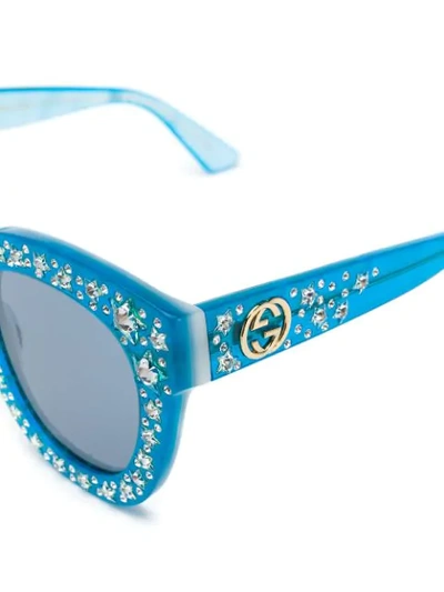 Shop Gucci Stud Embellished Sunglasses In Blue