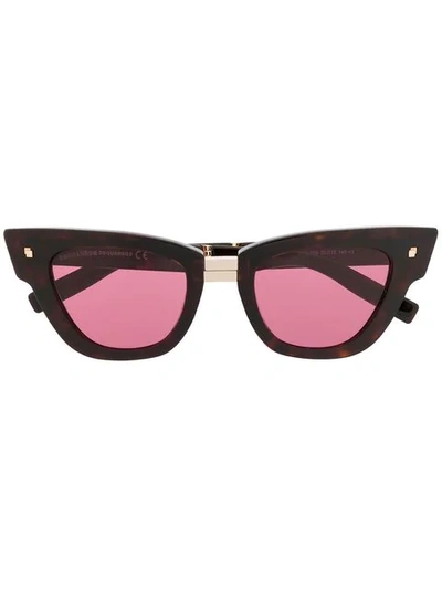 Shop Dsquared2 Cat Eye Sunglasses In Brown