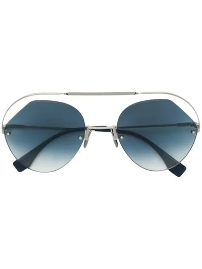 Shop Fendi Round Aviator Sunglasses In Silver