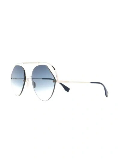 Shop Fendi Round Aviator Sunglasses In Silver