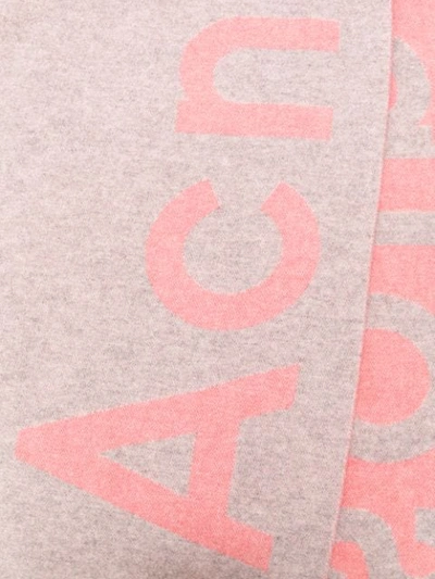 Shop Acne Studios Oversized Logo Scarf In Grey