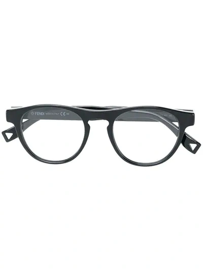 Shop Fendi Round Glasses In Black