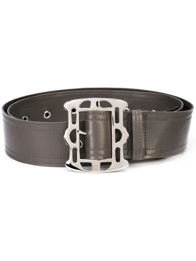 Shop Arthur Avellano Metal Buckle Belt In Grey