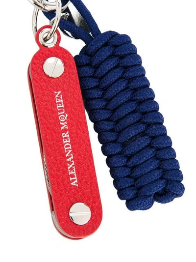 Alexander Mcqueen Woven Hook Key Ring In Red