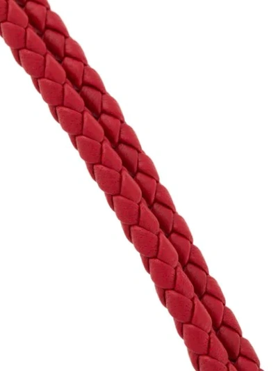 Shop Bottega Veneta Woven Logo Bracelet In Red