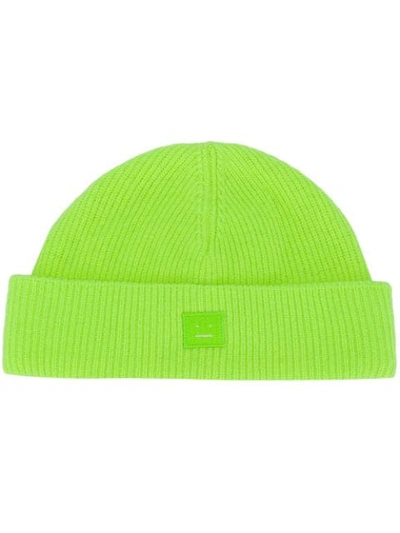 Shop Acne Studios 'pansy N Face' Beanie In Green