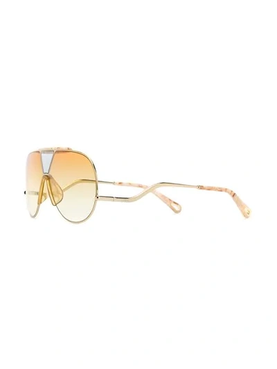 CHLOÉ EYEWEAR OVERSIZED SUNGLASSES - 金色