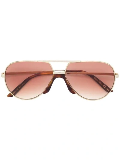 Shop Gucci Aviator Frame Sunglasses In Metallic