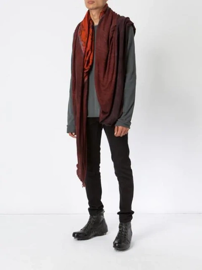 Shop Avant Toi Fine-knit Contrast Shawl - Red