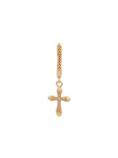 Shop Emanuele Bicocchi Drop Cross Earring In Gold