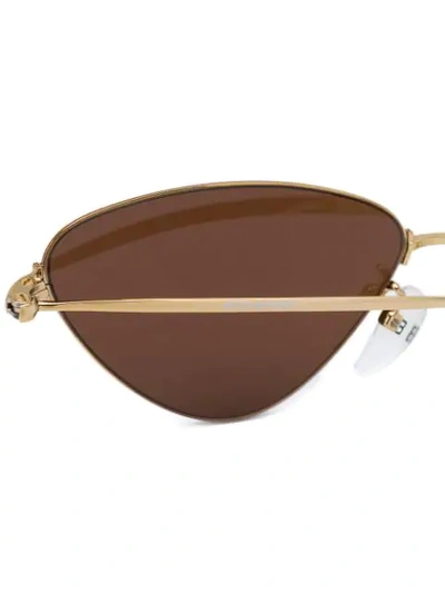 Shop Balenciaga Logo Triangular Shaped Sunglasses In Gold