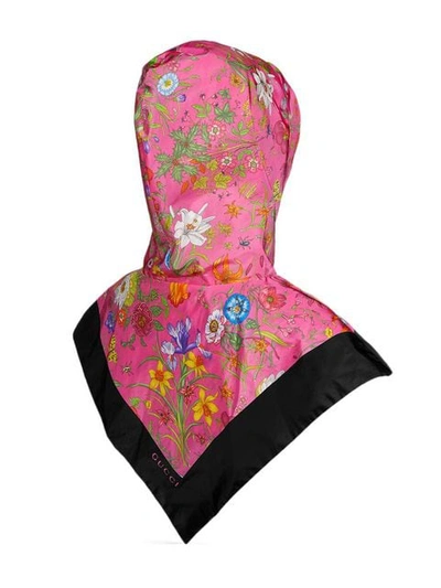 Shop Gucci Hood With Flora Print In Pink