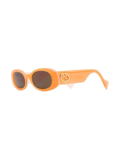 GUCCI EYEWEAR ROUND FRAME SUNGLASSES - 橘色