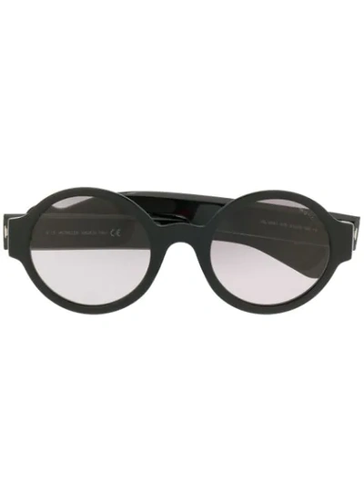 Shop Moncler Round Framed Sunglasses In Black