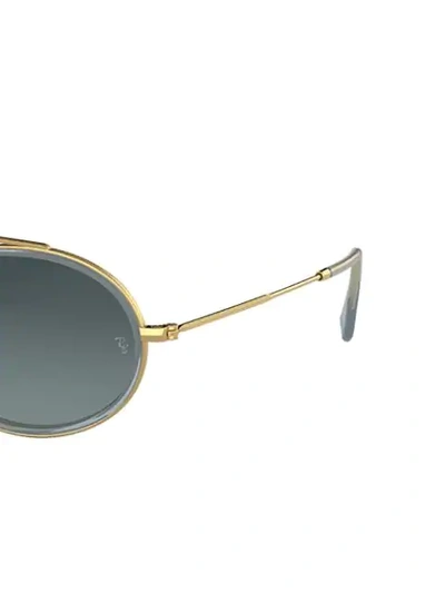 Shop Ray Ban Oval Double Bridge Sunglasses In Metallic