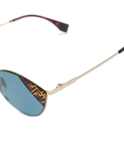 Shop Fendi Logo Printed Sunglasses In Gold