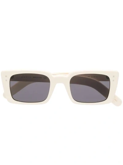 Shop Gucci Rectangular Sunglasses In Neutrals