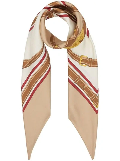 Shop Burberry Archive Scarf Print Silk Square Scarf In Neutrals