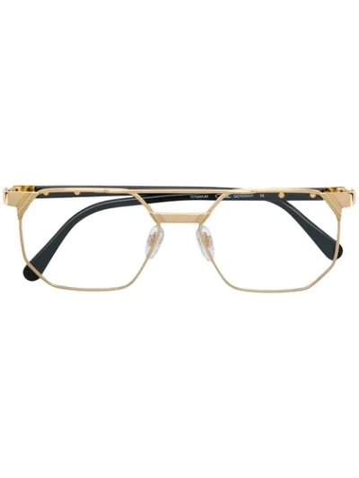 Shop Cazal Classic Square Glasses In Gold
