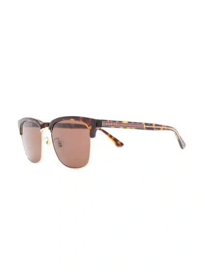 Shop Gucci Clubmaster Style Sunglasses In Brown