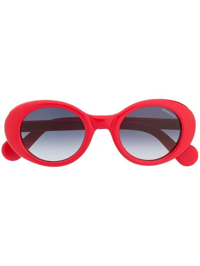 Shop Moncler Oval Sunglasses In Red