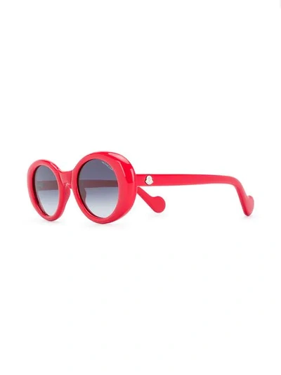 Shop Moncler Oval Sunglasses In Red