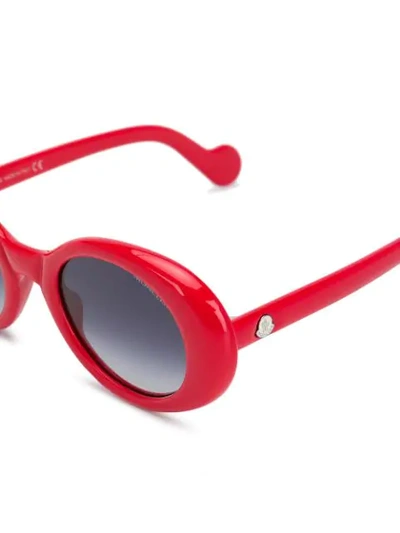 Shop Moncler Oval Sunglasses In Red