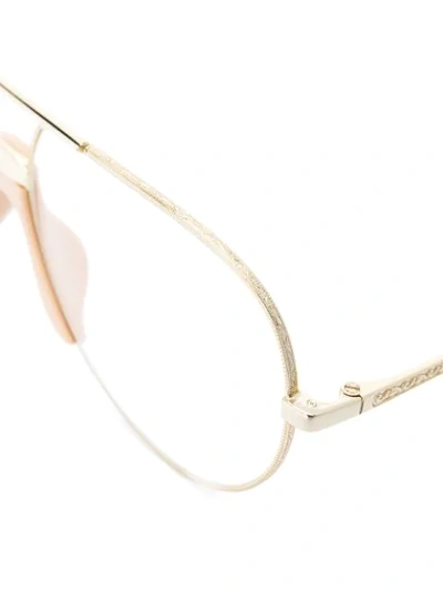 Shop Gucci Eyewear Aviator Frame Glasses - Metallic