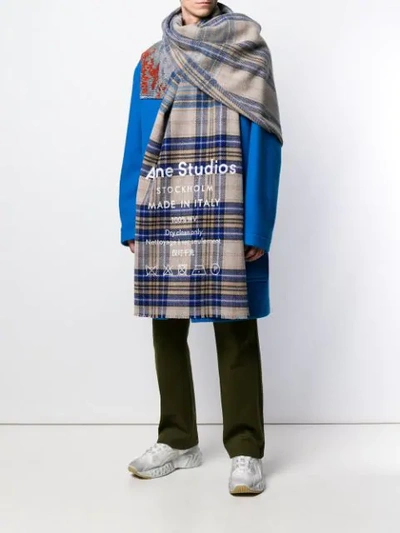 Shop Acne Studios Cassiar Check Oversized Scarf In Neutrals