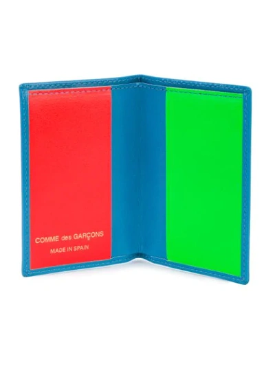 Comme Des Garçons Colour Block Billfold Wallet In Blue