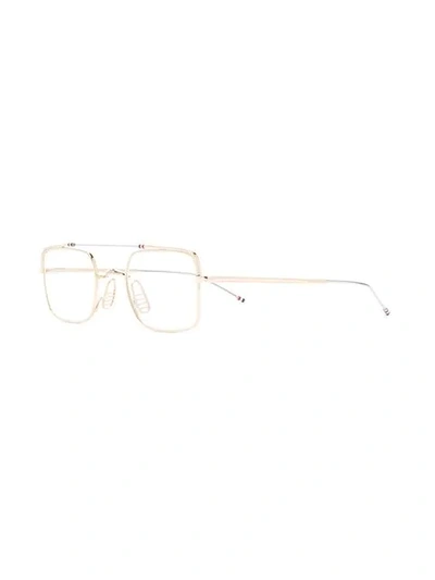 Shop Thom Browne Aviator Square-frame Glasses In Metallic