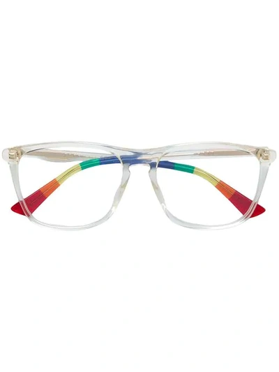 Shop Gucci Eyewear Clear-frame Square Glasses - Neutrals