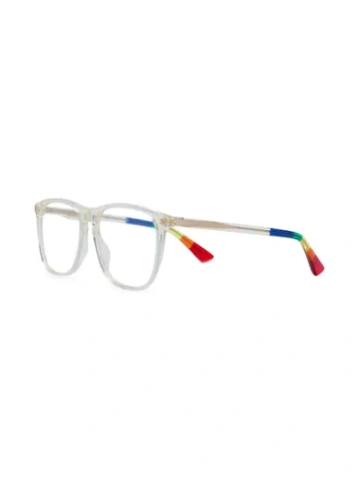 Shop Gucci Eyewear Clear-frame Square Glasses - Neutrals