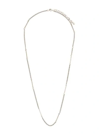 Shop Saint Laurent Bar And Chain Necklace In Silver