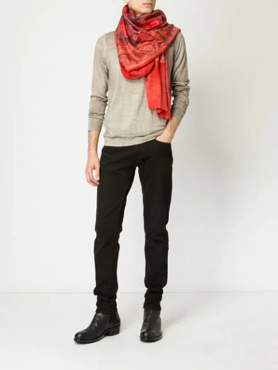 Shop Avant Toi Large Printed Scarf In Red