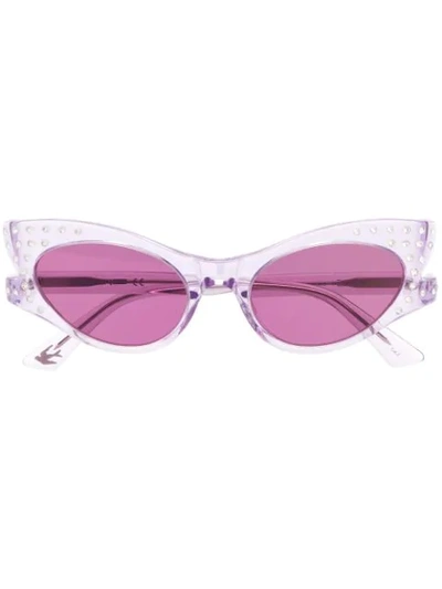 Shop Mcq By Alexander Mcqueen Embellished Cat Eye Sunglasses In Purple