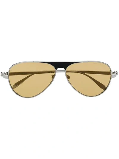 Shop Alexander Mcqueen Aviator Sunglasses In Metallic