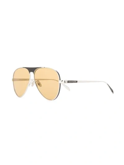 Shop Alexander Mcqueen Aviator Sunglasses In Metallic